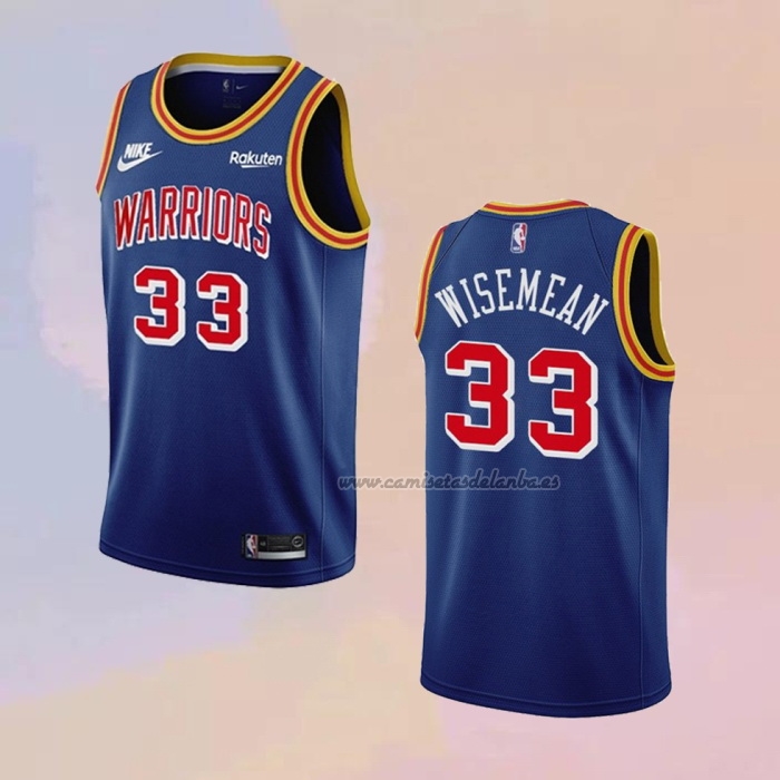 Camiseta Golden State Warriors James Wiseman NO 33 75th Anniversary Azul